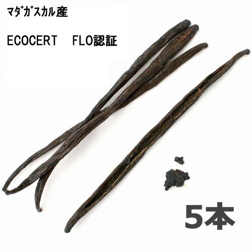 マダガスカルブルボンバニラビーンズ ECOCERT・FLO認証 5本【バレンタイン20】製菓材料　お菓子作り