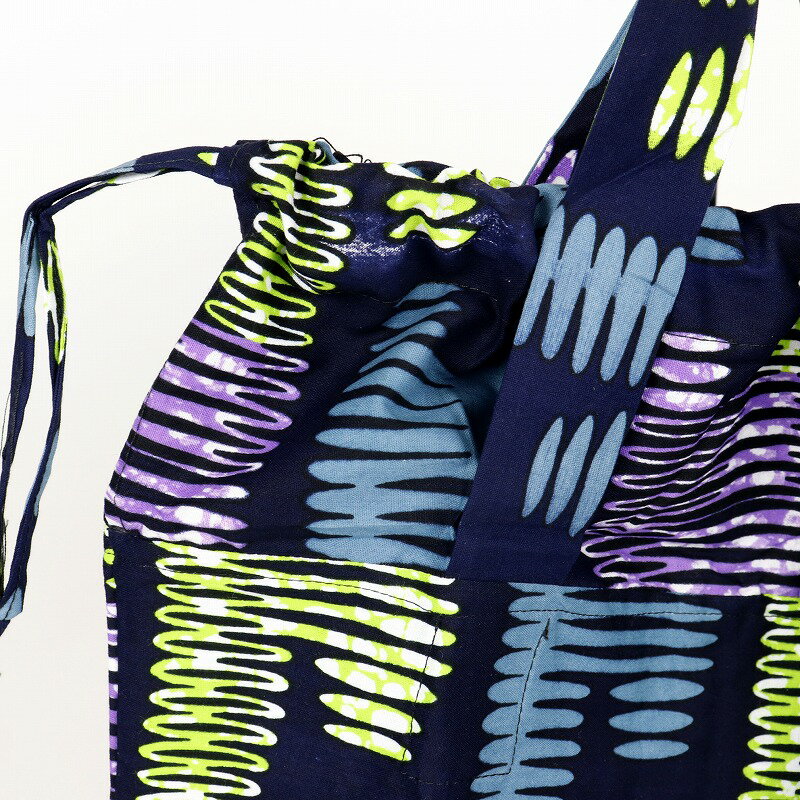 パーニュ巾着エコバッグ 大 168 トレモロ 青緑 S157 BHP 2