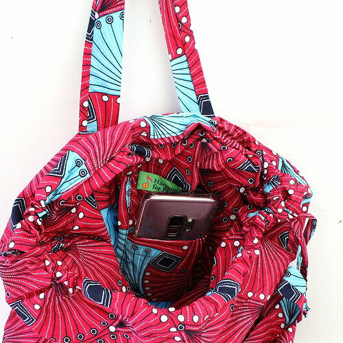 パーニュ巾着エコバッグ 大 168 トレモロ 青緑 S157 BHP 3