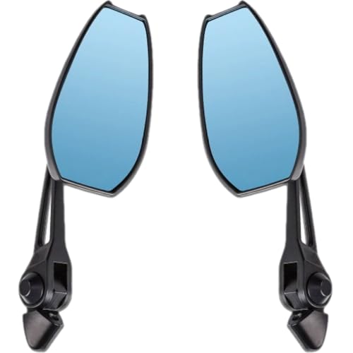 バイク アルミ ミラー 汎用 左右セット ブルーミラー バックミラー 角度調整 ブラック 黒 GSX400 XJR1200 ZRX1200 GB350S CB400S