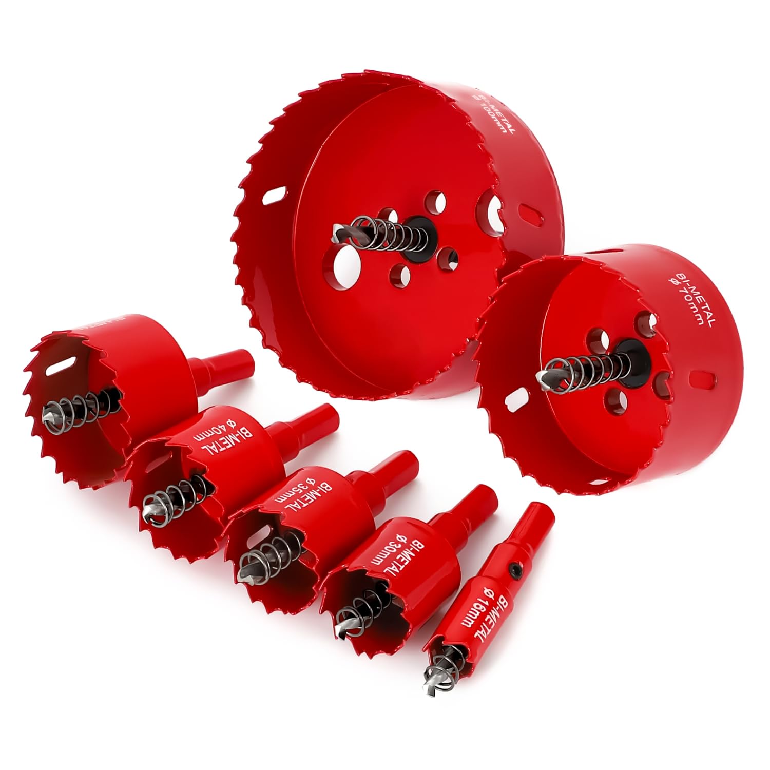 バイメタル ホールソー ホルソー 穴あけ 切削 工具 16mm 30mm 35mm 40mm 50mm 75mm 100mm (7本セット)
