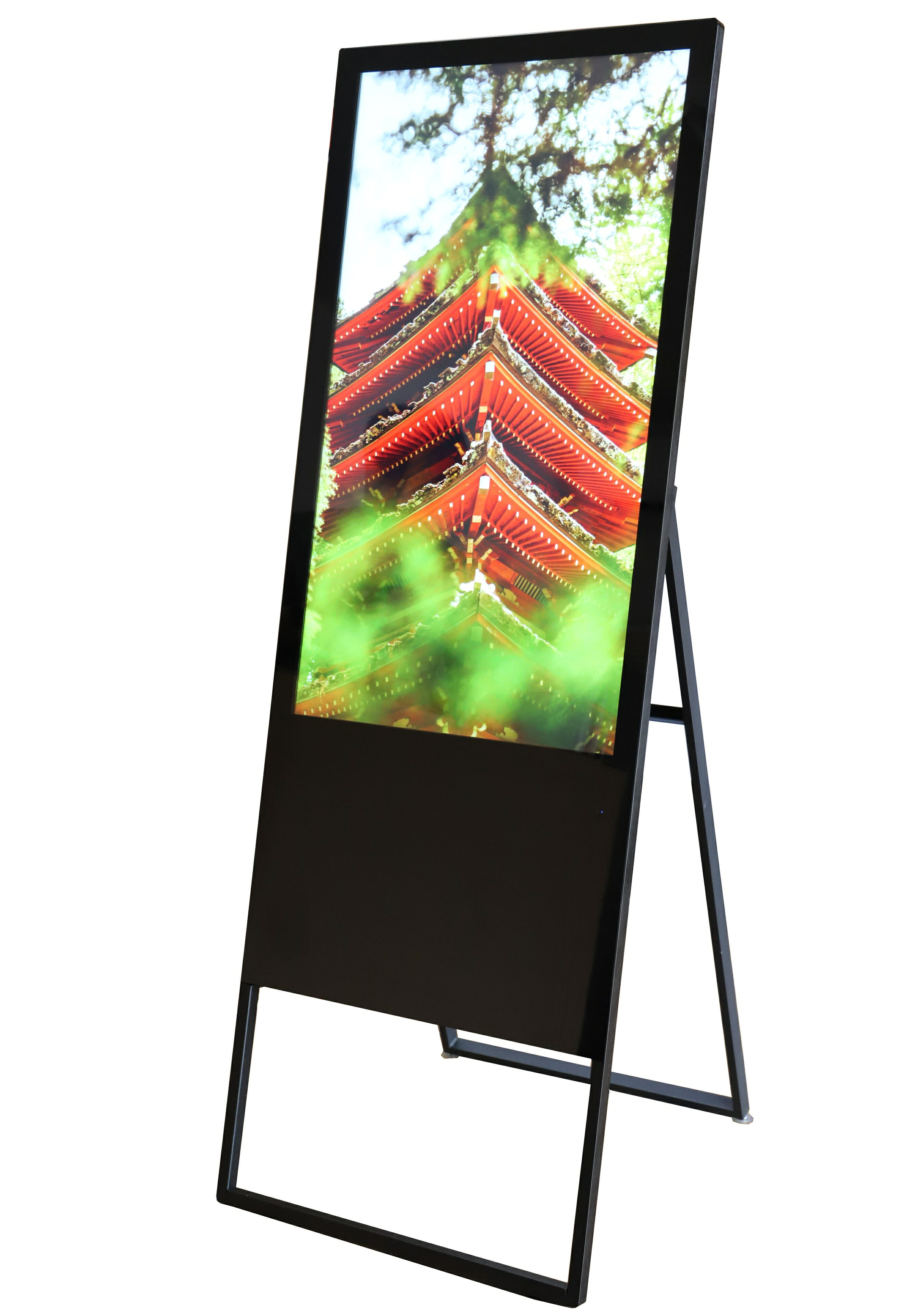 看板アファンティ楽天市場店の屋内用サイネージ43インチ（ブラック） 液晶ディスプレイ 超薄型 デジタル看板 電子看板 電飾看板 店舗看板 立て看板　A型スタンド｜アングル2