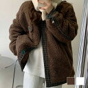 チェックボアアウター レディース 10代 20代 30代 韓国ファッション カジュアル 可愛い 大人 羽織り 上着 秋 冬 大きいサイズ コート 黒