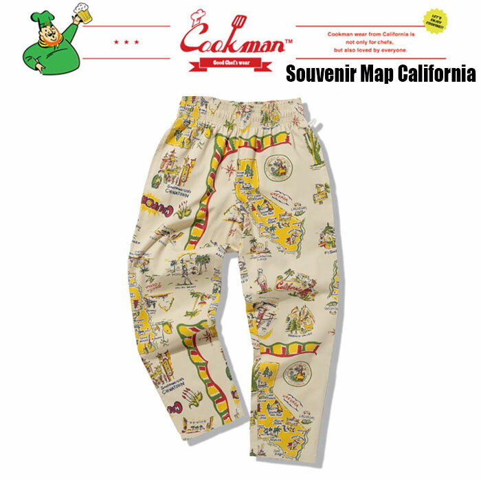 (お得なクーポン発行中！) クックマン シェフパンツ スーベニア マップ カリフォルニア COOKMAN Chef Pants Souvenir Map California 61867