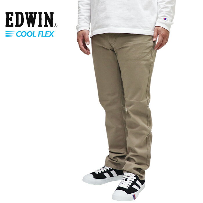 Rakuten - エドウイン EDWIN メンズ パンツ クール フレックス レギュラー ストレート ストレッチ ジーンズ 涼しい デイリー INB 403 COOL 麻 REGULAR STRAIGHT 614 (KHAKI)