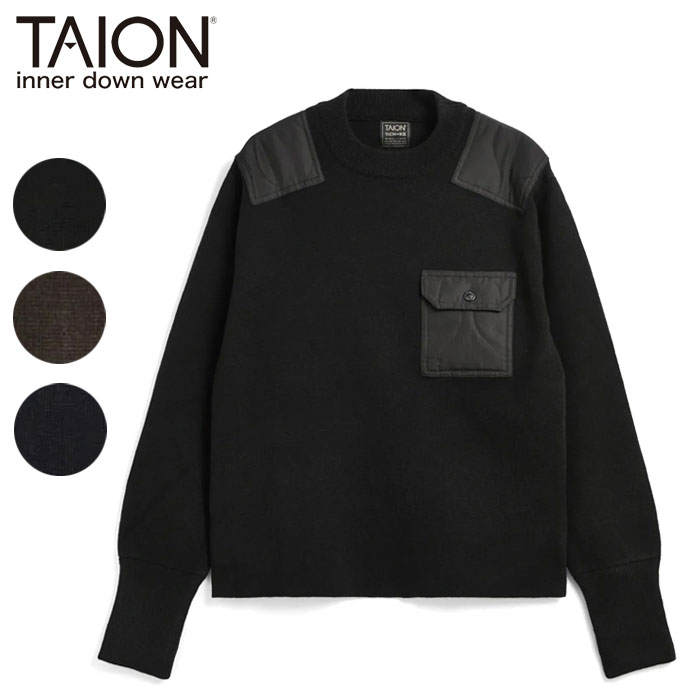 (お得なクーポン発行中!) タイオン TAION ノンダウン ミリタリー クルーネック ニット ポケット メンズ レディース ユニセックス TAION-KN10...