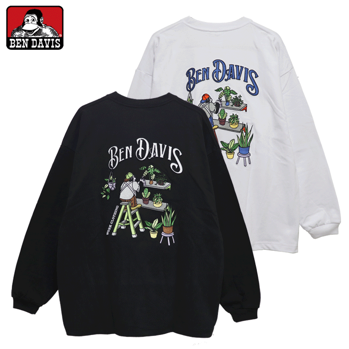 (お得なクーポン発行中！) ベンデイビス 長袖 ロンT ワイドシルエット ボタニー 刺繍 Tシャツ 