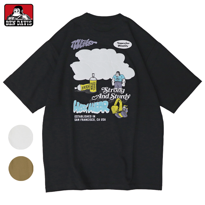 Rakuten - ベンデイビス 半袖 Tシャツ トップス 冷感 メンズ レディース (メール便 送料220円) BEN DAVIS OVERLAP BACK SIDE COOL TOUCH TEE ベンデービス / ベン デイビス (SA)