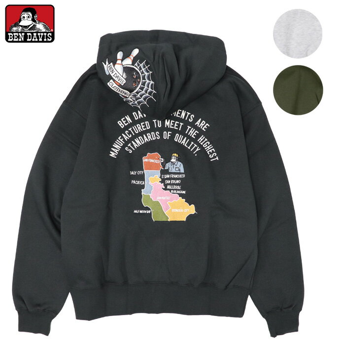 Rakuten - ベンデイビス パーカー ジップパーカー ダブルジップ 短丈 刺繍 長袖 ベンデービス / ベン デイビス BEN DAVIS SOUVENIR ZIP HOODIE (SA)