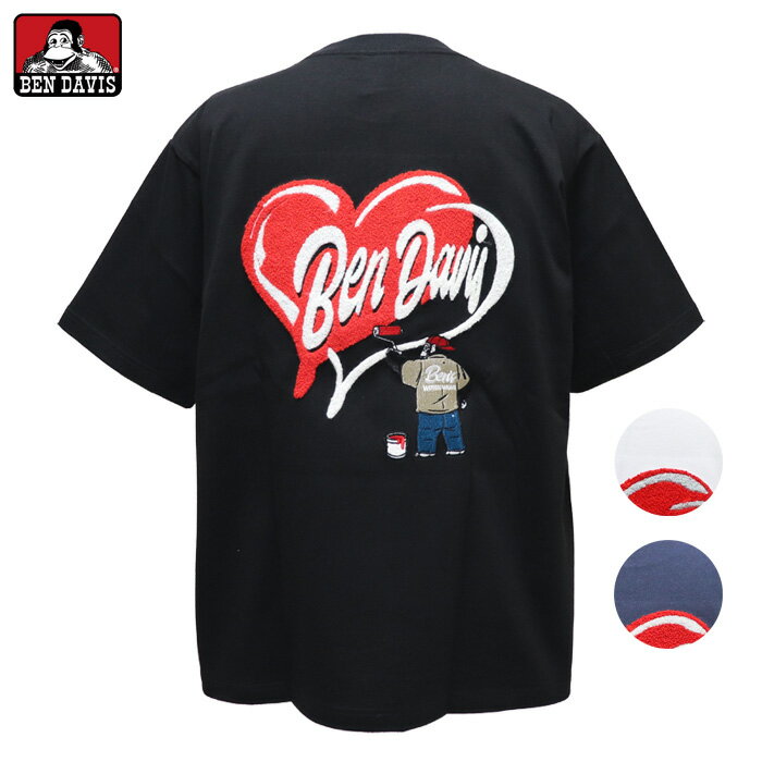 Rakuten - (お得なクーポン発行中！) ベンデイビス 半袖 Tシャツ アーバンフィット 刺繍 ハート ベンデービス / ベン デイビス (メール便 送料無料) BEN DAVIS HEART CHENILLE TEE