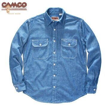カムコ シャンブレー ワーク シャツ 長袖 ブルー (即納 送料無料)Camco L/S Chambray Work Shirts
