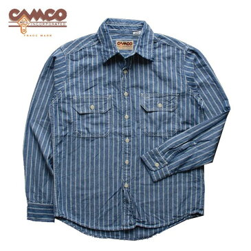 カムコ シャンブレー ワーク シャツ 長袖 ブルー ホワイトストライプ (即納 送料無料)Camco L/S Chambray Work Shirts