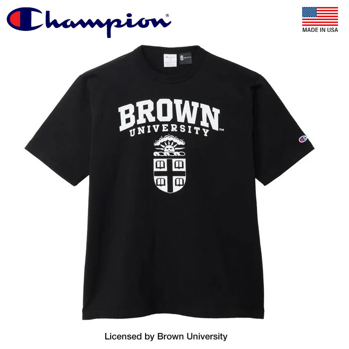 樂天商城 - チャンピオン アメリカ製 半袖 Tシャツ ヘビーウエイト ブラウン大学 T1011 ブラック (メール便 送料無料) Champion MADE IN USA C5-D306