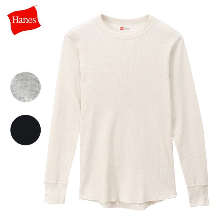 ヘインズ サーマル 長袖 Tシャツ クルーネック ロングスリーブ トップス 暖かインナー メンズ (メール便送料無料) Hanes HM4-Q501