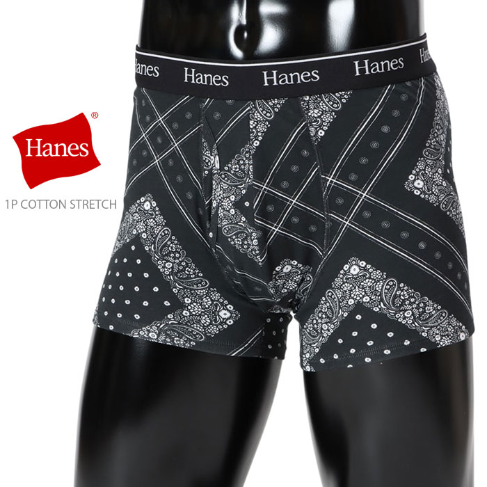 Rakuten - ヘインズ ボクサー パンツ ブリーフ インナー バンダナ ブラック (メール便送料220円) Hanes originals 1P COTTON STRETCH HM6EB202 1 COLOR-1