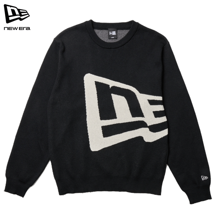 ニューエラ 長袖 ニット ビッグロゴ ブラック トップス メンズ レディース NEW ERA GF KNIT SWEATER NE FLAG BLK