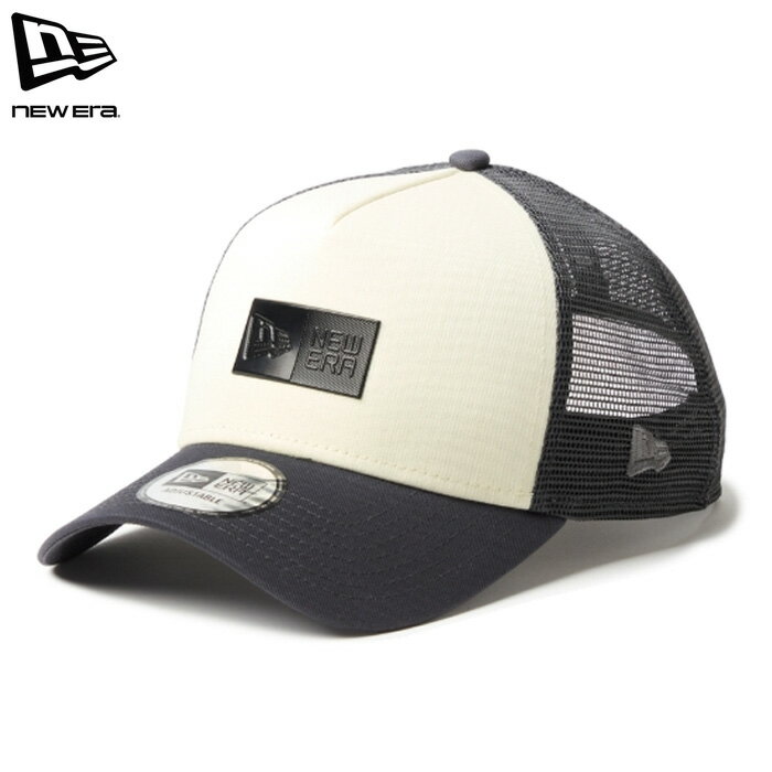 Rakuten - ニューエラ キャップ 9FORTY A-Frame メッシュ アジャスタブル ボックスロゴ ホワイト グレー メンズ レディース NEW ERA 940AFTR TPU BOX LOGO CRM GRY
