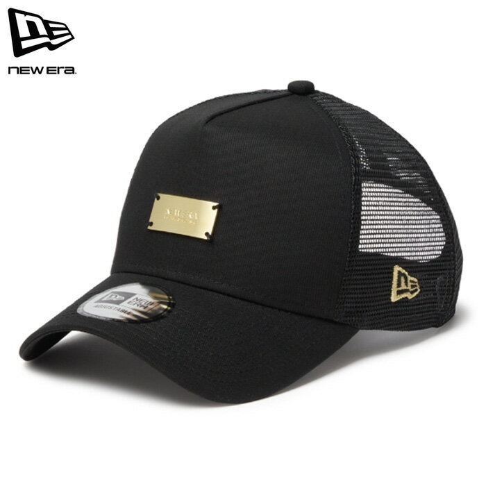 Rakuten - ニューエラ キャップ 9FORTY A-Frame メッシュ アジャスタブル メタルパーツ ゴールド ブラック メンズ レディース NEW ERA 940AFTR METAL PLATE BLK GLD 261