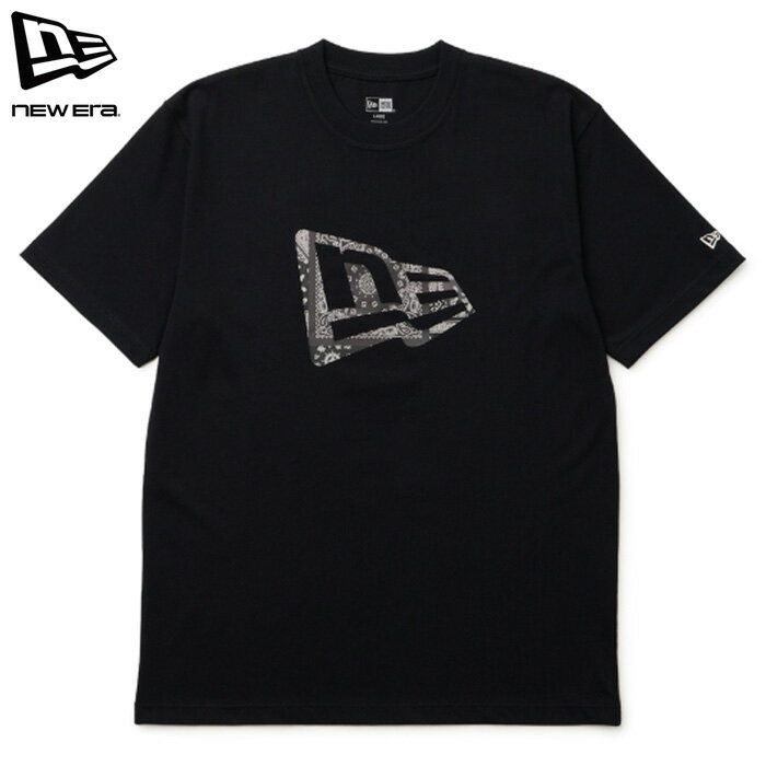 Rakuten - (お得なクーポン発行中！) ニューエラ Tシャツ 半袖 ペイズリー レギュラーフィット ラバープリント ブラック メンズ レディース (メール便 送料無料) NEW ERA SS CT TEE ORI PAISLEY FLAG BLK