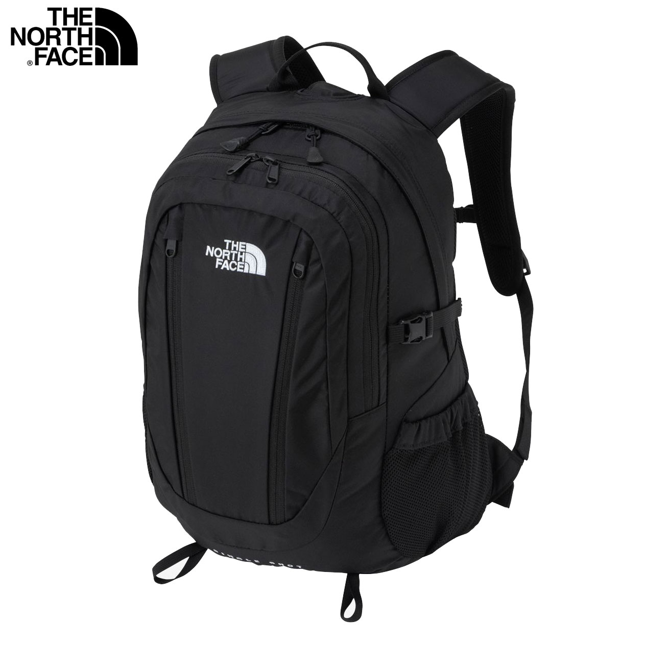 ワンデイハイクから日常まで、さまざまなシーンでの使いやすさを追求する、 THE NORTH FACEの定番デイパック（リュック）です。 背負い心地を進化させた背面構造は、通気性を確保しながら、 快適なフィッティングで設計。フロントには縦型のダブルポケットを配備。 メインコンパートメントには、効率的な荷物のパッキングが可能なスリーブを設け、 第2コンパートメントには、整理整頓に便利なオーガナイザーを配置しています。 2か所のポールループと、取り外し可能な簡易的ウエストベルト付き。 メイン生地にリサイクル素材を採用し、環境保護へも配慮しています。 女性も使いやすい20L容量の小型サイズです。 内部にスリーブのついたメインコンパートメント パッドつきエアメッシュの背面 オーガナイザーつきの第2コンパートメント フロントに縦型ファスナーつきのダブルポケット サイドメッシュポケット ポールループ 取り外し式のウエストベルト