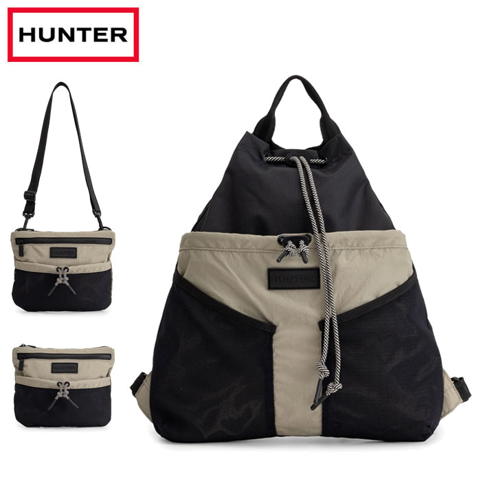 Rakuten - ハンター バッグ バッグパック ショルダーバッグ ポーチ ナイロン 3Wayトラベル マルチファンクション ブラック/エナジークレイ 撥水 Hunter UBB7125NRS-BEC