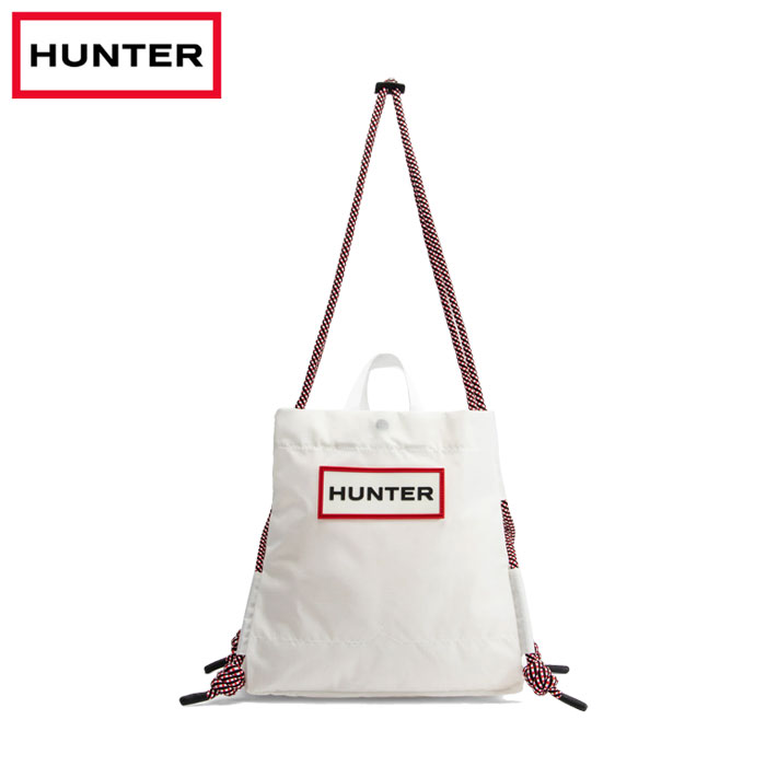 ハンター 鞄 バッグ トラベル リップストップ リサイクル ナイロン トート ホワイト/レッド ボックス ロゴ Hunter Travel Ripstop Tote 即納