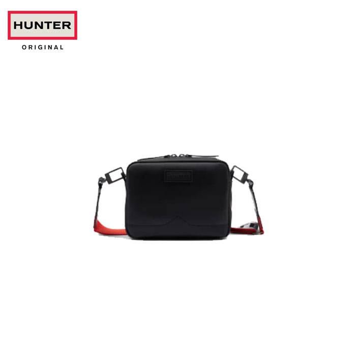 ハンター オリジナル ラバライズド レザー ツー ストラップ ミニ クロスボディ バッグ ブラック Hunter UBX1180LRS-BLK