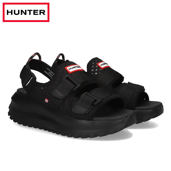 Rakuten - ハンター サンダル レディース スポーツサンダル トラベルフロー ダブル ストラップ ブラック 厚底 Hunter RAVEL FLOW DOUBLE STRAP UFF3120MSH-BLK