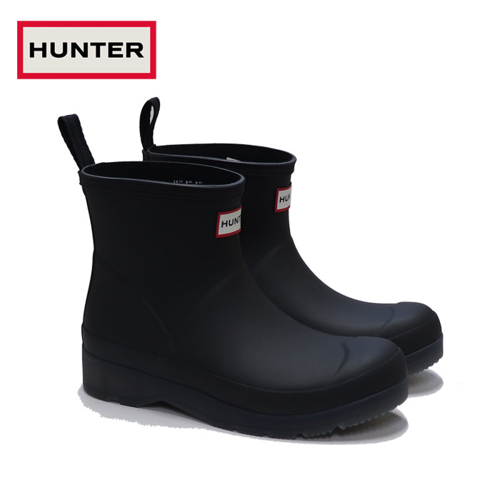 ハンター レディース オリジナル ショート ブーツ Hunter Womens Play Short Translucent Sole Boot 長靴 レインブーツ ブラック 即納