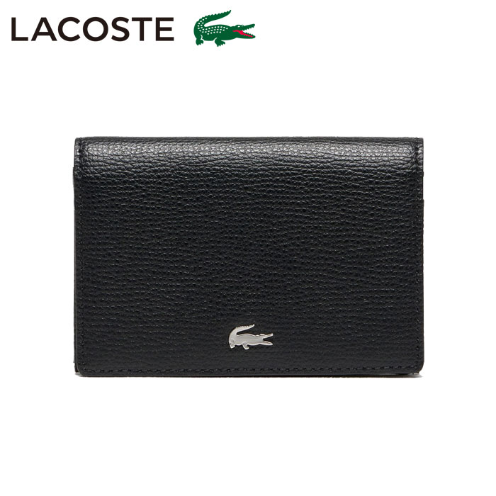 (お得なクーポン発行中！) ラコステ LACOSTE 本革 名刺入れ ブラック