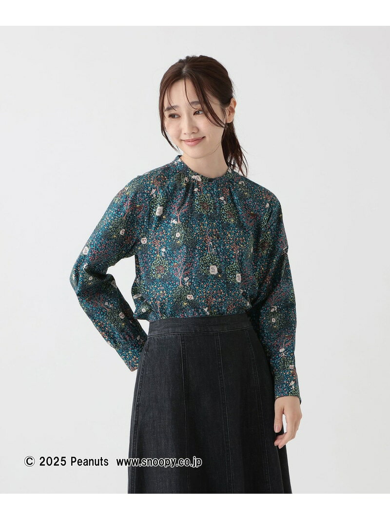 バンドカラーブラウス/リバティプリント/PEANUTS Afternoon Tea LIVING アフタヌーンティー・リビング トップス シャツ・ブラウス ネイビー【送料無料】[Rakuten Fashion]のサムネイル