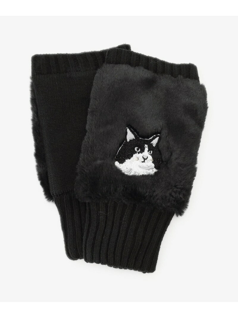 フェイクファー指なしグローブ/Cat's NapTime Afternoon Tea アフタヌーンティー・リビング ファッション雑貨 手袋 ブラック グレー[Rakuten Fashion]のサムネイル