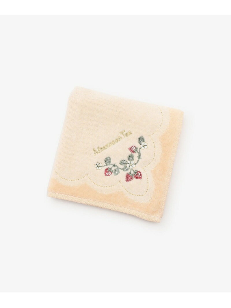イチゴ刺繍ミニタオル Afternoon Tea LIVING アフタヌーンティー・リビング ファッション雑貨 ハンカチ・ハンドタオル ホワイト[Rakuten Fashion]