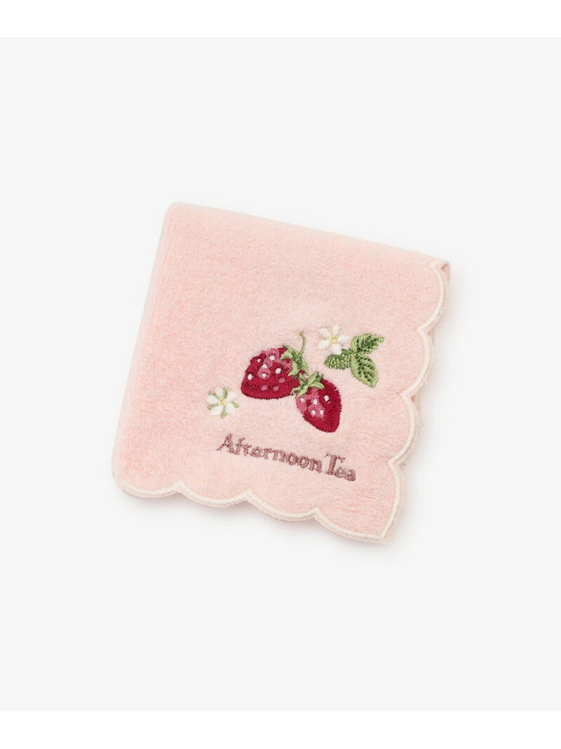 イチゴスカラップミニタオル Afternoon Tea LIVING アフタヌーンティー・リビング ファッション雑貨 ハンカチ・ハンドタオル ピンク[Rakuten Fashion]