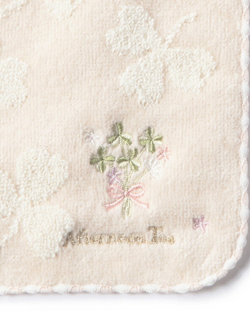 DW85_クローバー刺繍ミニタオル_ライトグリーン