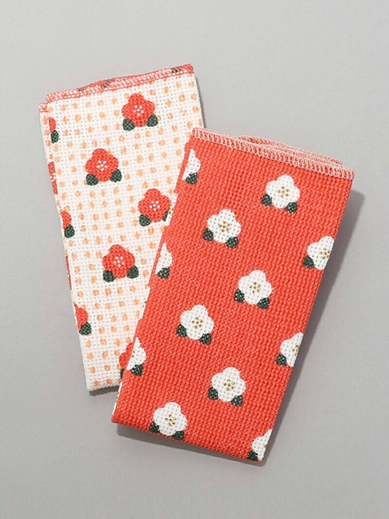 つばき柄ディッシュクロス2枚セット Afternoon Tea LIVING アフタヌーンティー・リビング 食器・調理器具・キッチン用品 その他の食器・調理器具・キッチン用品 レッド[Rakuten Fashion]のサムネイル