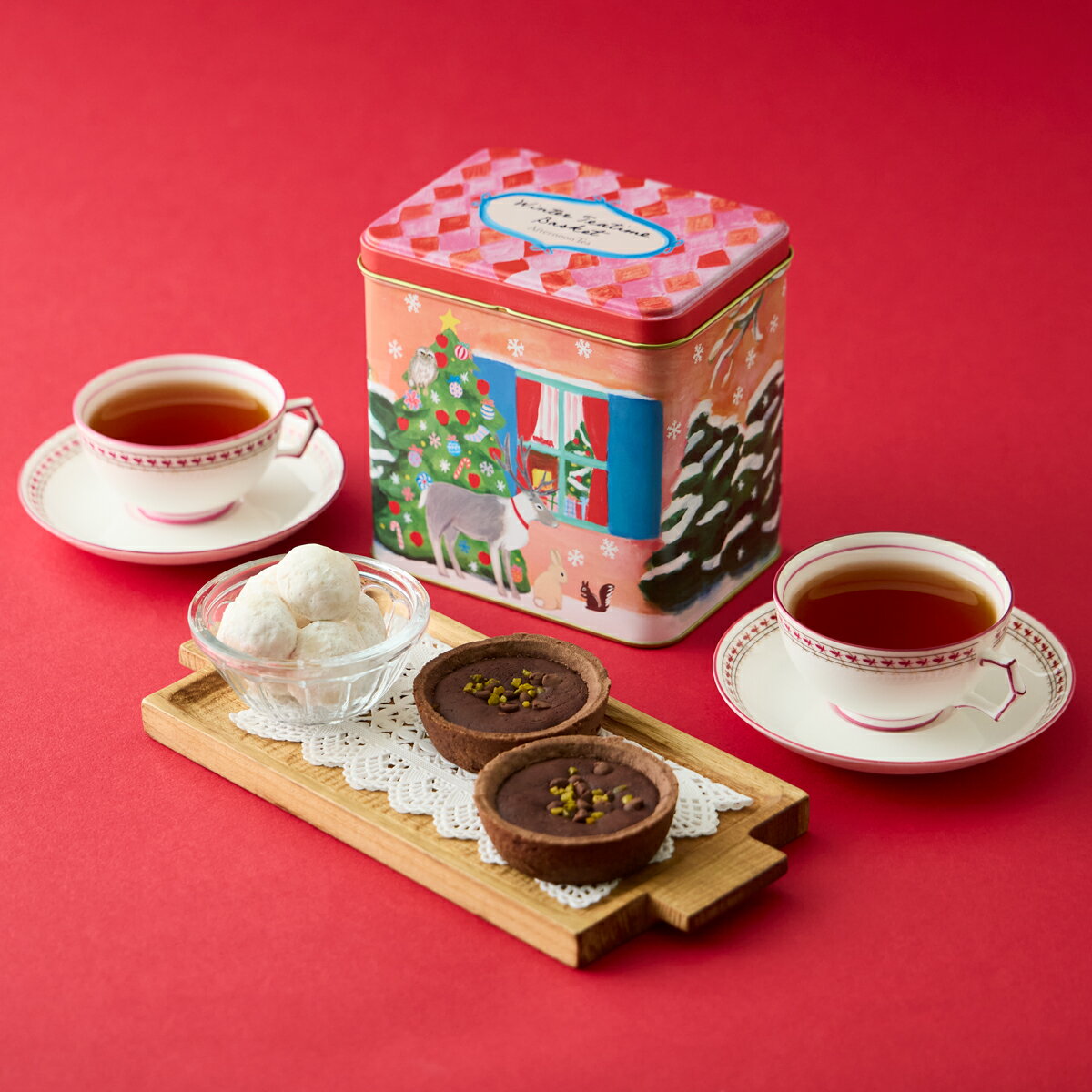 ウィンターティータイムバスケット【アフタヌーンティー・ティールーム　ギフト　紅茶　ギフト　焼き菓子　ギフト　缶　ギフト】のサムネイル