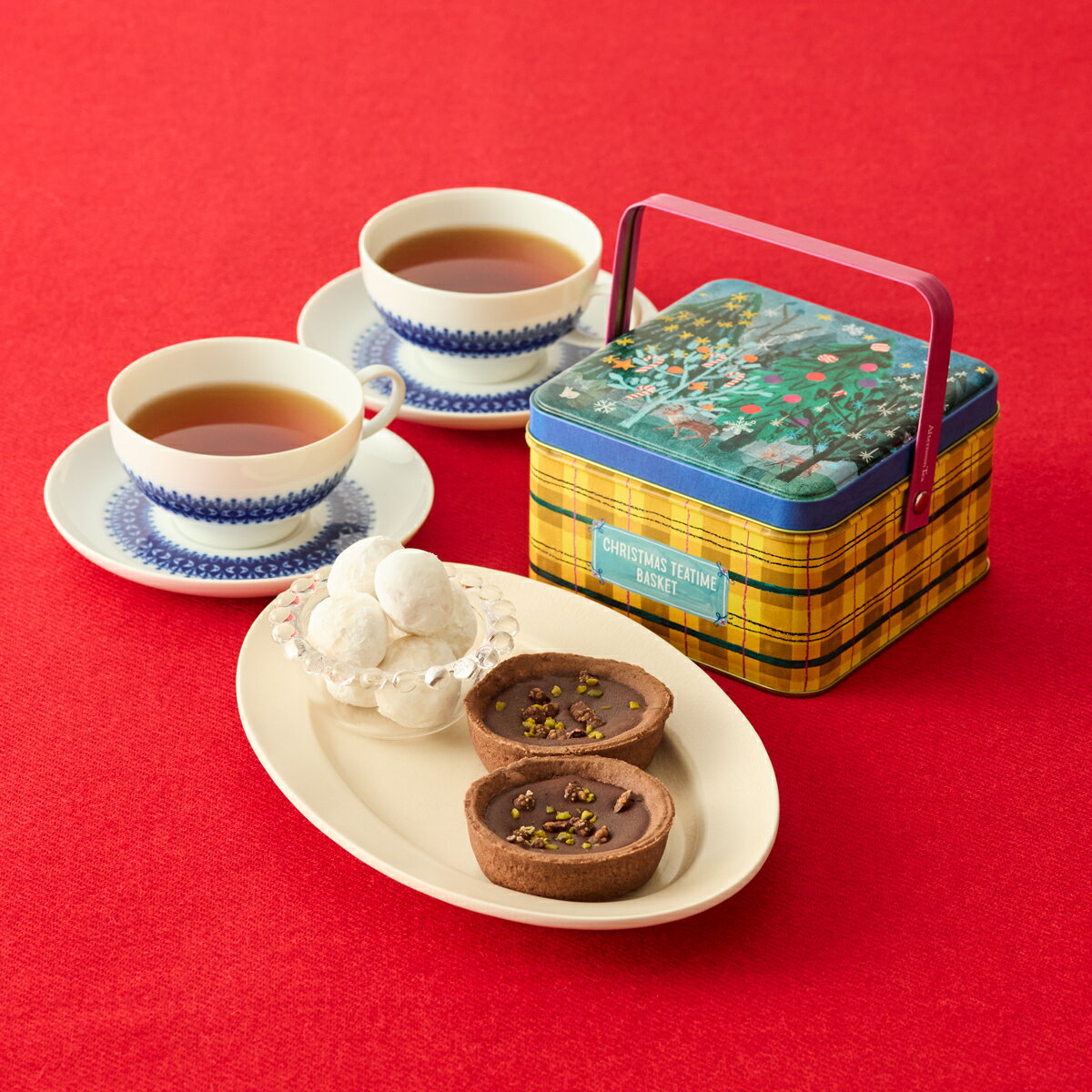 クリスマスティータイムバスケット【アフタヌーンティー・ティールーム　ギフト　紅茶　ギフト　焼き菓子　ギフト　缶　ギフト】のサムネイル