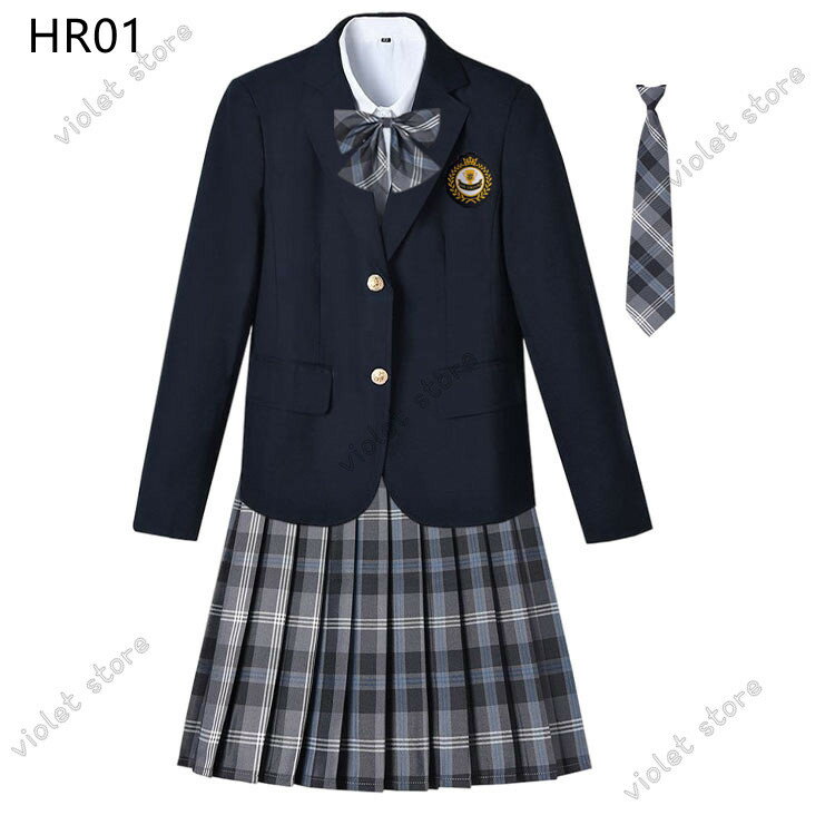 送料無料 入学式スーツ 女の子 高校生制服 6点セット 学生服 女子高生 JK スカート ブレザー 長袖 入園式/卒園式/発表会 レディース ネイビー 春秋冬 スクール コスプレ おしゃれ