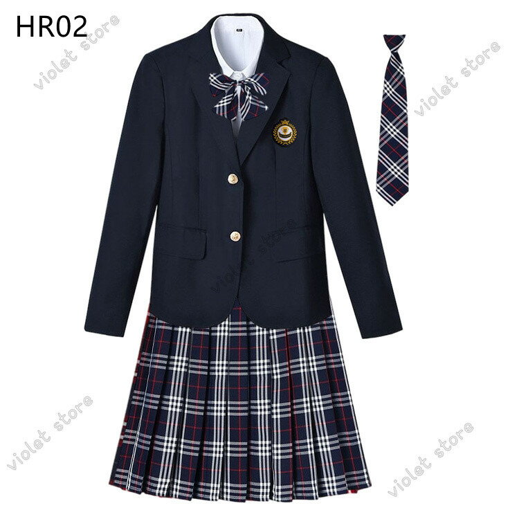 送料無料 入学式スーツ 女の子 高校生制服 6点セット 学生服 女子高生 JK スカート ブレザー 長袖 入園式/卒園式/発表会 レディース ネイビー 春秋冬 スクール コスプレ おしゃれ