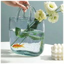 フラワーバッグ花瓶 ハンドル付き バブル花瓶 袋型花瓶 ショッピングバッグ花瓶 家の装飾 エンターテイメント イベント オフィス 庭園 結婚式 花びん 観葉植物...