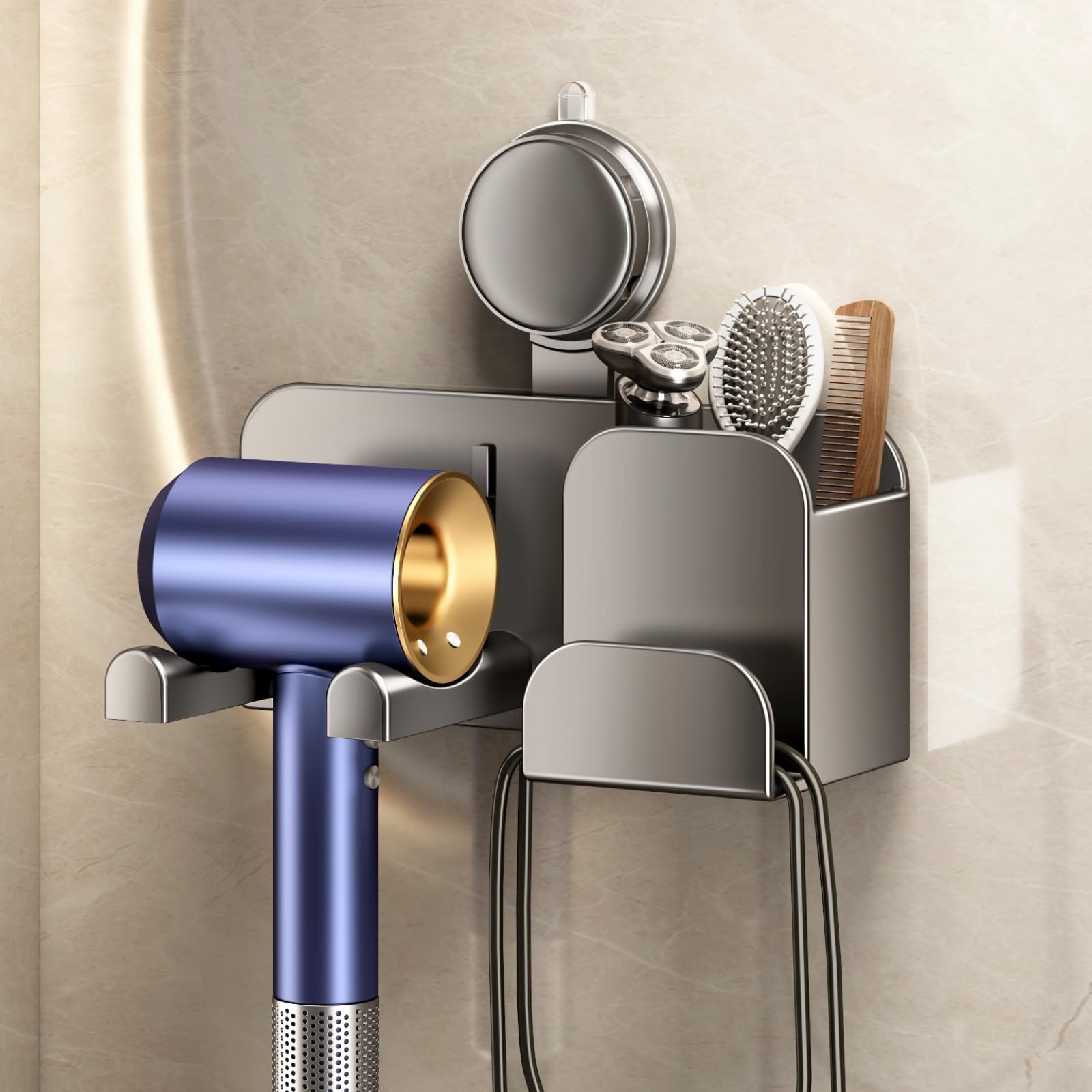 ドライヤーホルダー 吸盤式 ドライヤー ドライヤーハンガー グレー ドライヤー掛け 防水防錆 壁掛け収納 金属 ヘアドライヤースタンド かわいい おしゃれ 洗面...