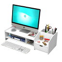 モニタースタンド モニター台 卓上 厚さ8mm PCキーボード 収納スタンド プリンター台 大容量収納 人間工学デザイン 二段式 63×23×18cm 耐荷重15k 多機能 省スペース ペン 文房具 整理整頓 便利 マウス 書棚 プリンタースタンド 簡単組み立て シンプル パソコン台