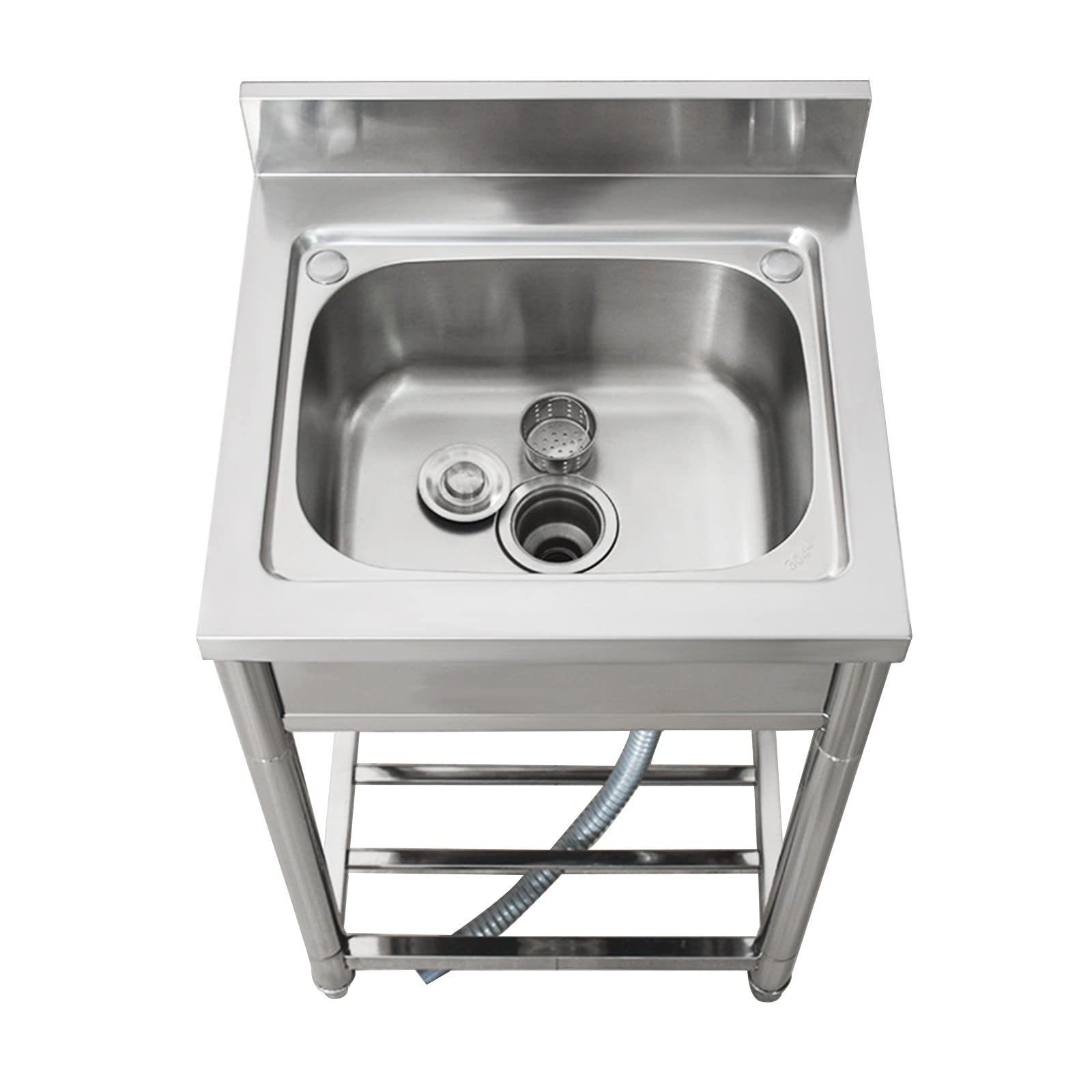 シングルシンク流し台 横幅55cmx奥行き50cmx高さ85cm 屋外・室内用 ステンレス ガーデンシンク キッチン ベランダ 簡易流し台 庭先 キャンプ場 丈...
