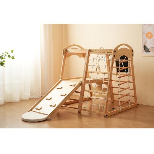 【即納】【ナチュラル】大型遊具 ジャングルジム 10Ways 折り畳み収納 黒板付き ハンモック 滑り台 室内 木製 天然木 耐荷重80kg 室内ジム 遊具 室内遊具 すべり台 屋内 家庭用 子供 キッズ男の子 女の子 プレゼント おもちゃ