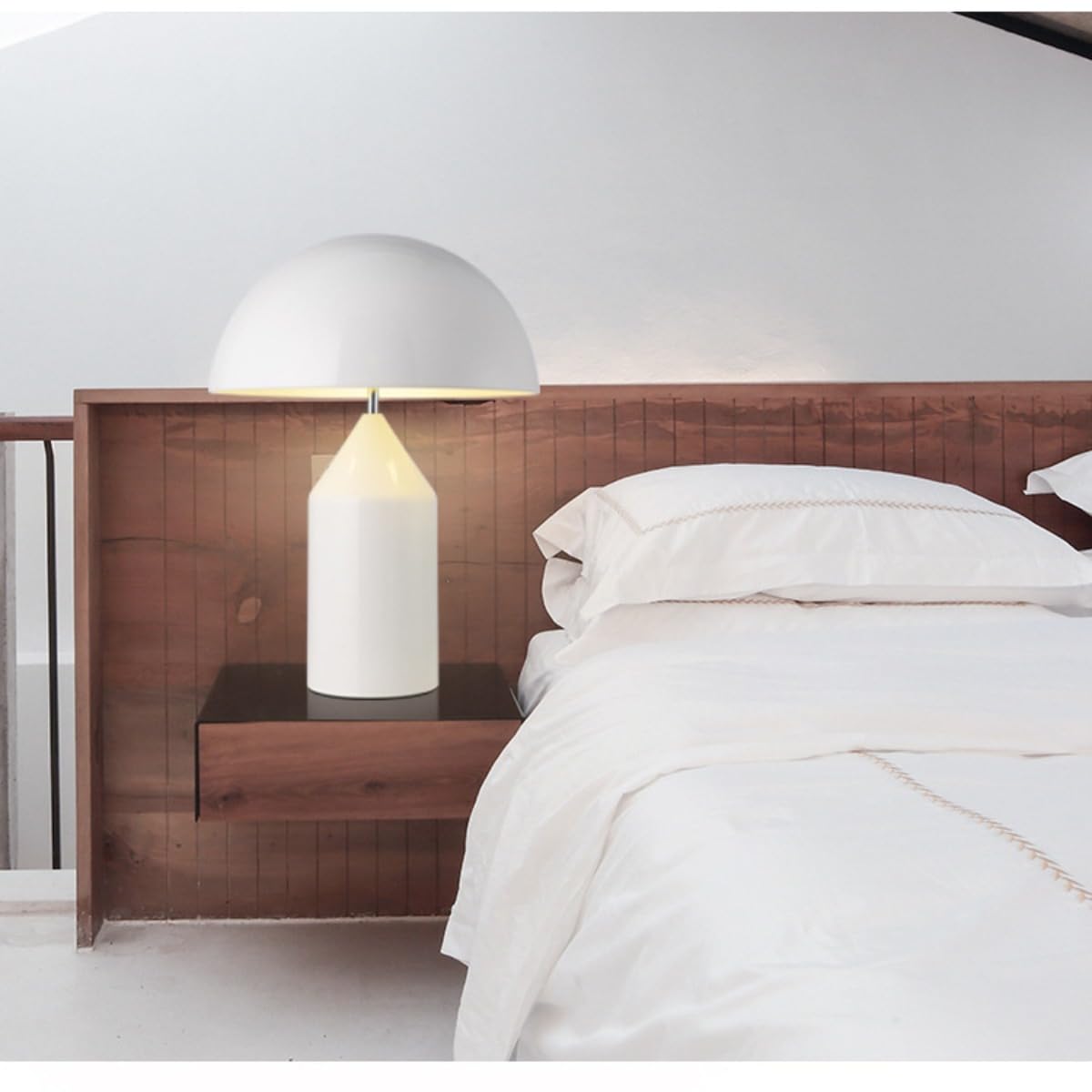 マッシュルームベッドサイドテーブルランプ 金属製ヘビーベース付き ミッドセンチュリーモダンテーブル..