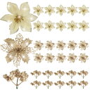 クリスマスツリー オーナメント 飾り 造花 30個入 クリップ付き クリスマスリース 手作り 材料 クリスマス オーナメント 飾り 花 デコレーション 飾り付け...