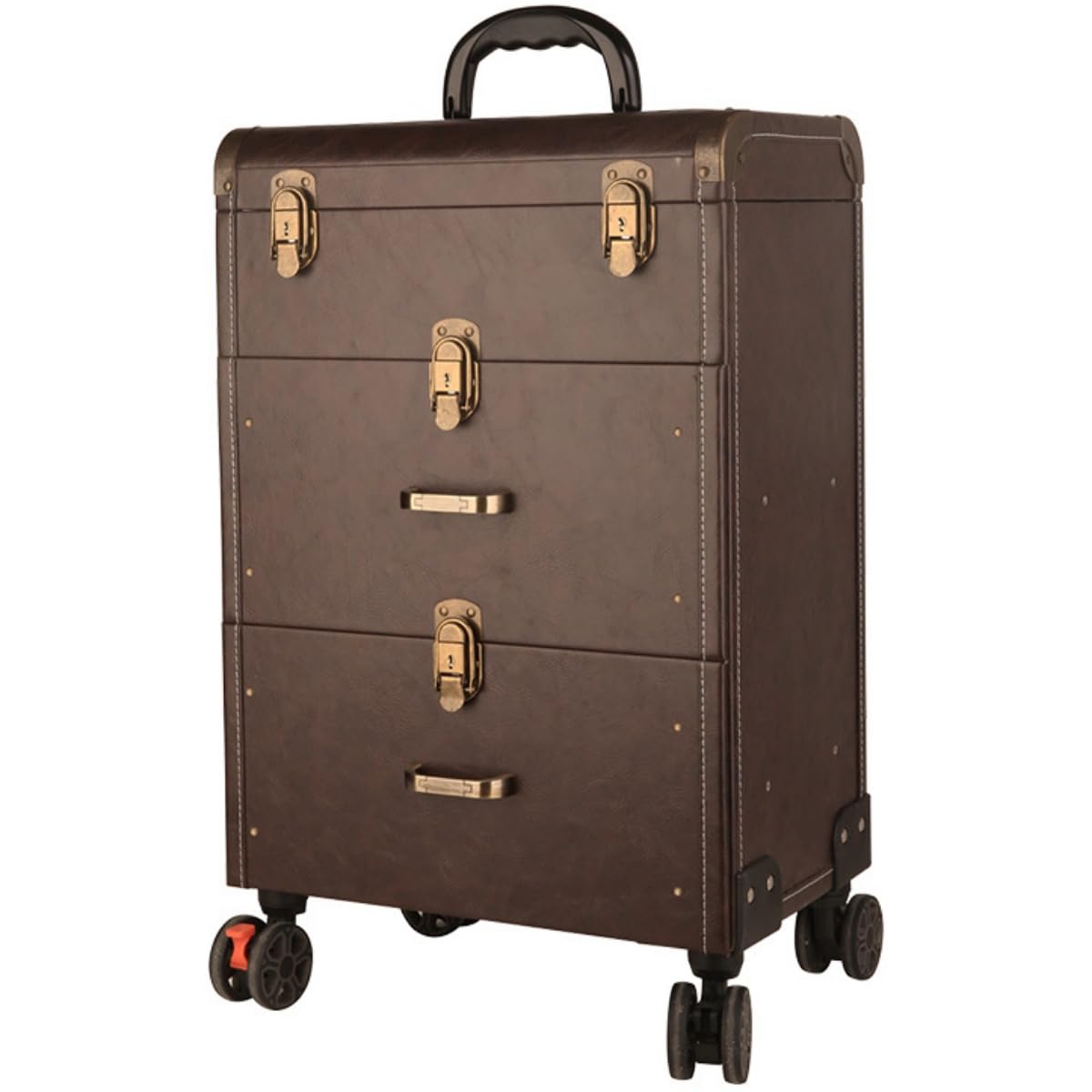 3段 メイクキャリーケース 大型 化粧道具収納ケース 鍵付き 大容量 プロ用 メイクボックス コスメティック ラージ トロリー 収納箱 ネイル用品 キャスター· 引き出し· ハンドル付き コスメティックケース トロリーメイクアップトレイン箱 美容ケース ヘアスタイリスト用