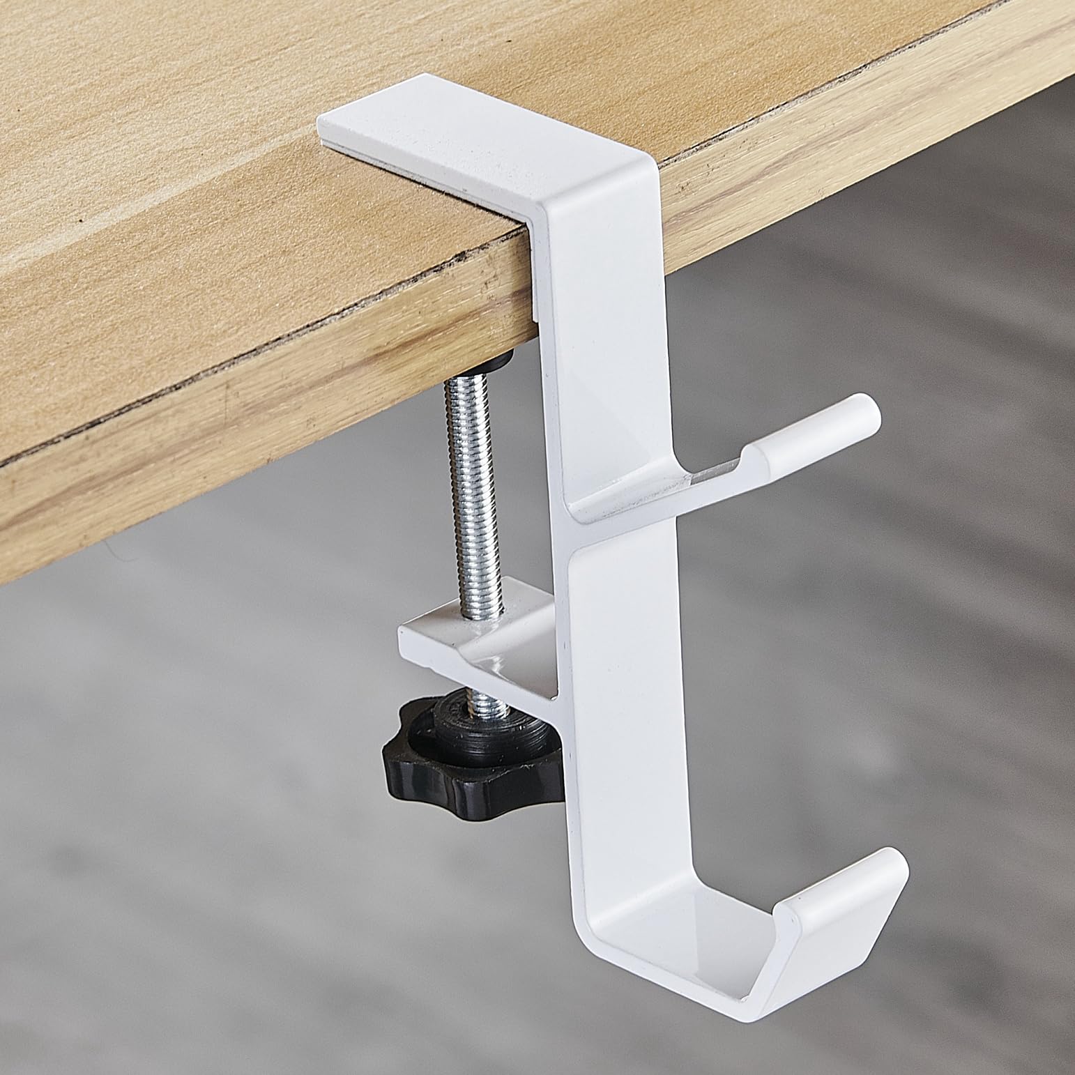 デスクマウントバッグホルダーフッククランプ、オンバックパックハンガーポータブルデスクフックは、デ..