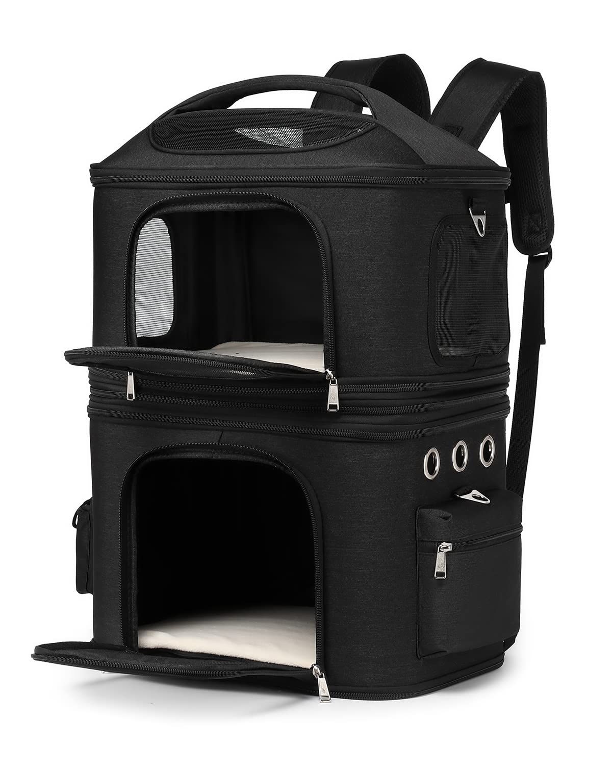 猫 2匹 リュック 分離可 キャリー 2層 ペット キャリーバッグ 小型犬 ソフトクレート 折りたたみ可 マ..